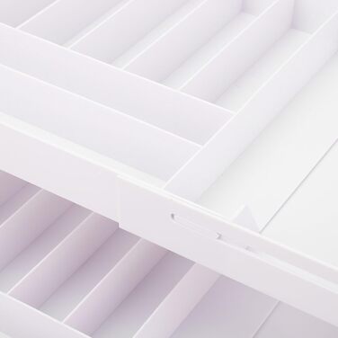 Органайзер для шухляд, складний, стильний, компактний, розширюваний органайзер для столу на кухні та туалетному столику, виготовлений з високоякісного пластику (білого кольору)