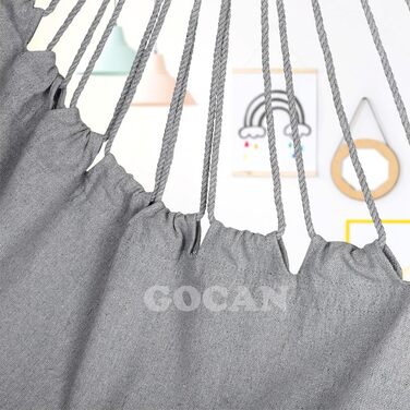 Крісло-гамак GOCAN Велика гойдалка-гамак, 110 x 150 см Навантаження 150 кг, бавовняне крісло-гамак Металева планка Широке сидіння-гойдалка (сірий) Світло-сірий