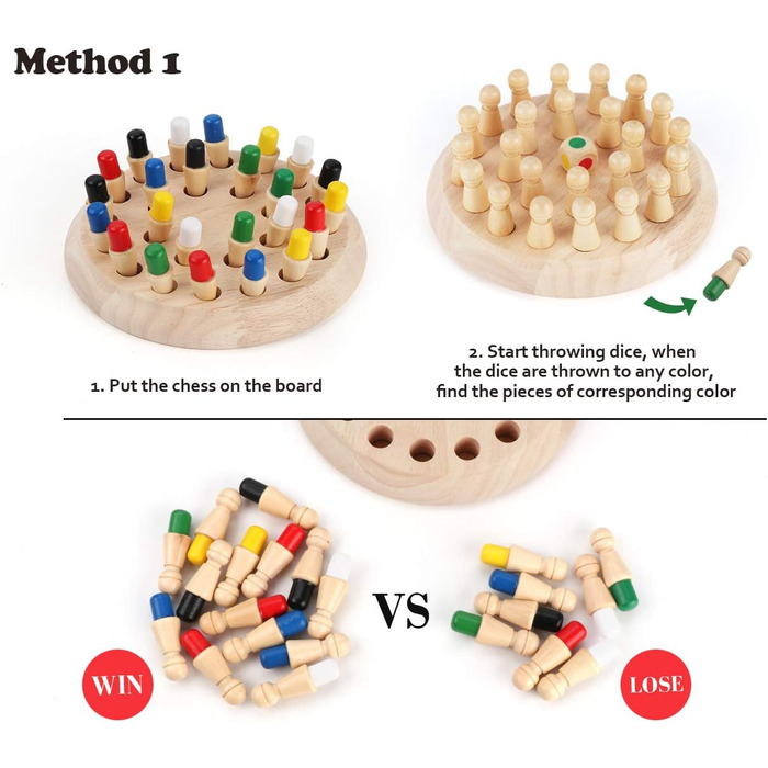 Іграшка Монтессорі від 2/3/4 років, Memory Match Stick Chess, розвиваюча іграшка Chess Game, Memory Chess, Wooden Memory Chess для