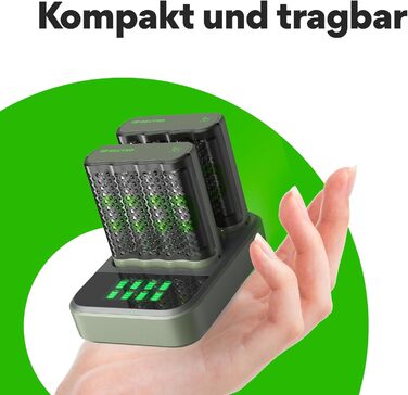 Док-станція GP ReCyko USB з 2 USB-зарядними пристроями GP M452, включаючи 8 батарей ReCyko AA 2600mAh, зарядний пристрій для батарей AA AAA зі світлодіодними індикаторами та док-станцію