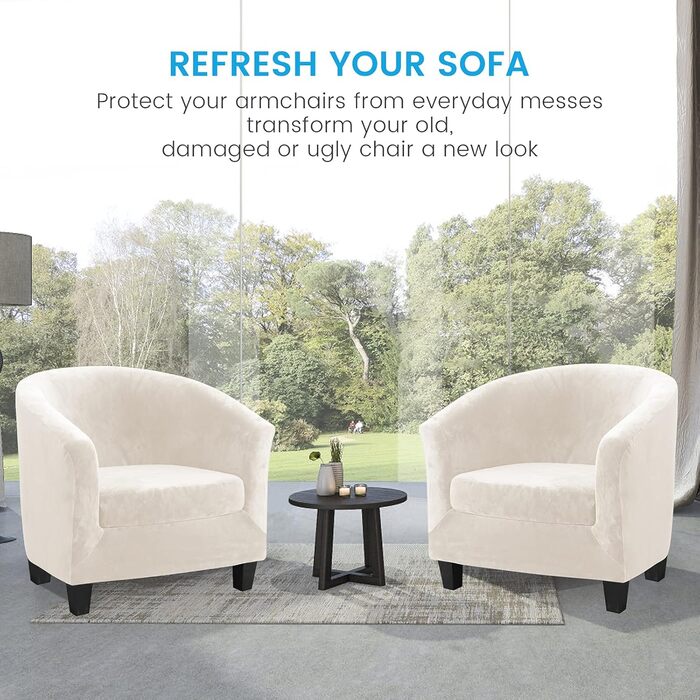 Чохол на крісло Topchances з еластичною підкладкою, універсальний чохол для одномісного дивана, розсувний еластичний чохол на крісло, велюровий чохол з підлокітниками для крісла для кафе, клубного крісла, крісла для відпочинку, коктейльного крісла, бежеви