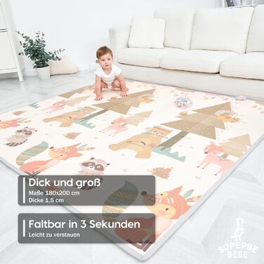 Дитячий килимок Дитячий килимок Дитячий ігровий килимок 180х200х1,5см. Двосторонній і нетоксичний товстий складаний водонепроникни