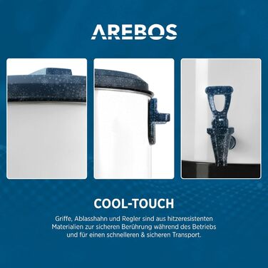 Консервуюча машина Arebos 1800 Вт Горщик для консервації 28 л з таймером, термостатом і захистом від перегріву Плавне налаштування температури 30-110 C Перемикач таймера 20-120 хв. Глінтвейн Винник Торговий автомат з гарячими напоями