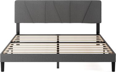 Ліжко Zinus Maya з м&39якою поверхнею 180x200 см з узголів&39ям - Високе ліжко 30 см 180x200 з дерев&39яною рейковою основою - Компактне пакування та легке складання - Темно-сірий 180200 см