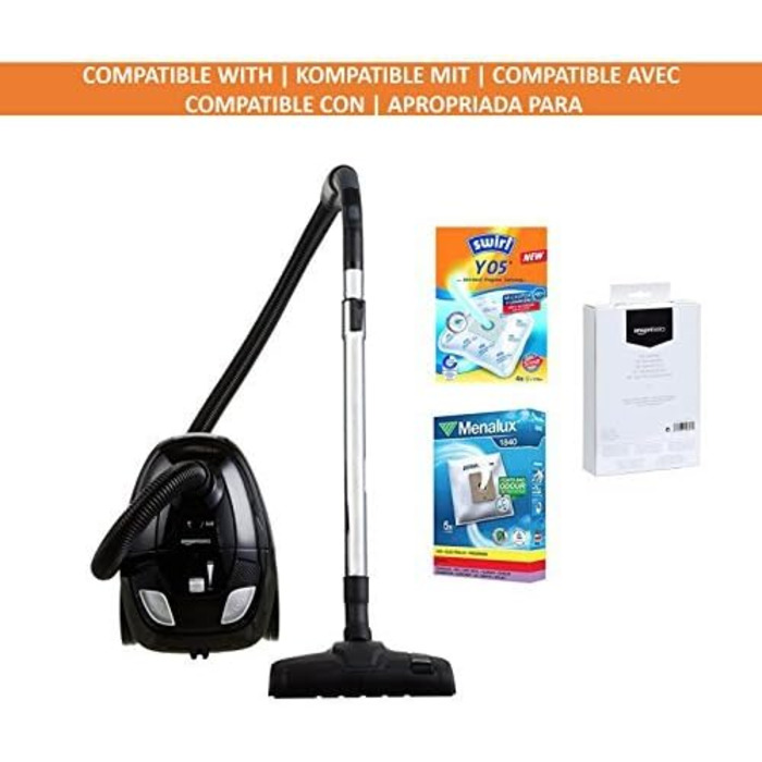 Пилосос із мішком Storeo Basics VCB35B15C-1J7W-70, потужний, компактний та легкий, для твердих поверхонь і килимів, HEPA-фільтр, 700 Вт, 1.5 л, EU, чорний