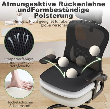 Ергономічне офісне крісло rattantree, стілець для роботи з відкидними підлокітниками, підголівником та спинкою