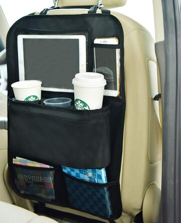 Автомобільний органайзер для заднього сидіння KALASONEER з iPad, телефоном, планшетом і 3 тримачами для чашок з ізоляційними матер