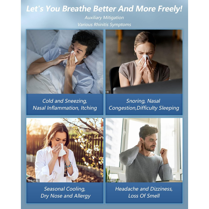 Прилад для лікування риніту з червоною лампою KTS, лазерне лікування для полегшення алергії при алергічному риніті, відновлення слизової оболонки носа, хропіння, закладеності носа, свербіння в носі, синуситу, застуди