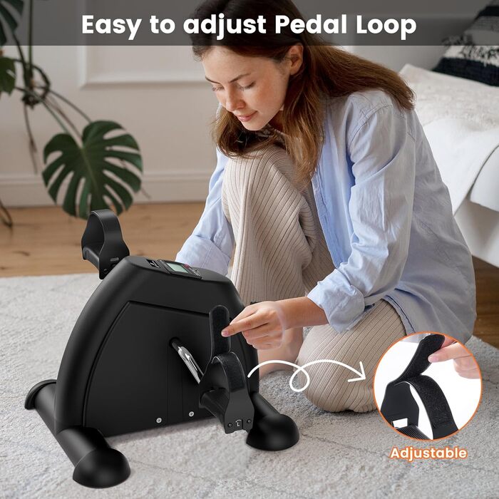 Педальний тренажер Sportneer для людей похилого віку, міні-велотренажер з РК-дисплеєм, домашнє фітнес-обладнання настільний велоергометр, ергометр для людей похилого віку, тренажер для рук та ніг для людей похилого віку з протиковзким килимком, чорний та 