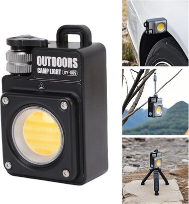 Ліхтар для кемпінгу Drfeify, 3500 лм, акумуляторний світлодіодний ліхтарик з магнітною основою, РК-індикатор заряду батареї, для походів у наметі, аварійне відключення живлення (ЧОРНИЙ) Чорний