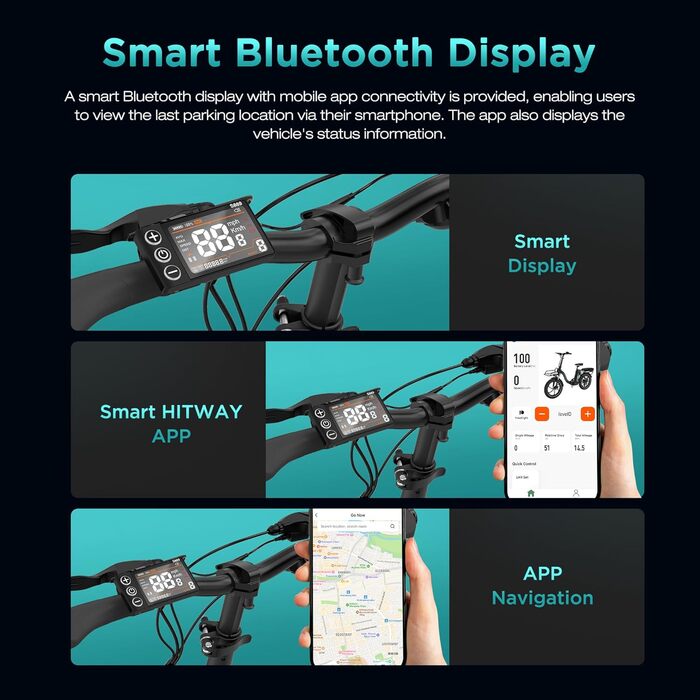 Електричний велосипед HITWAY E Bike BK6SL1-36V15.6Ah з двигуном 250 Вт, 20-дюймовий, запас ходу 70-150 км, 7 швидкостей, керування через додаток, складаний, водонепроникний педелецький велосипед IP54 SILVER