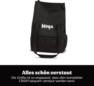 Портативна аерофритюрниця Ninja CRISPi, 3,8 л та 1,4 л, з сумкою для перенесення, біло-срібляста