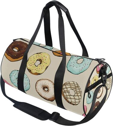 Солодкі строкаті пончики, коричнева спортивна сумка з парусини, дорожня сумка, сумка на вихідні, сумка для чоловіків та жінок, для спорту та подорожей