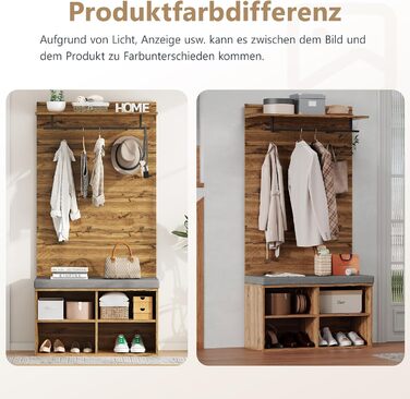 Шафа для одягу Ymkua настінна, шафа для передпокою з лавкою для взуття та подушками, шафа для одягу з вішалкою для одягу та регуль