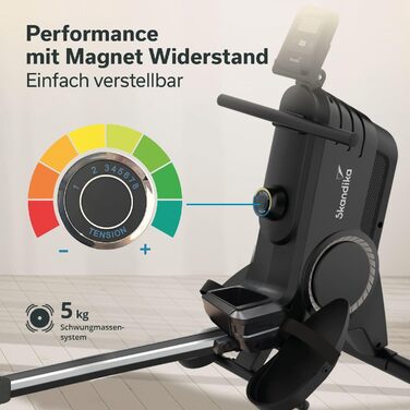 Домашній гребний тренажер Skandika Oxford Pro Гребний тренажер з магнітним опором, 8 рівнями опору, Bluetooth та додатком Kinomap, компактний з функцією підставки, тиха, стабільна алюмінієва рейка