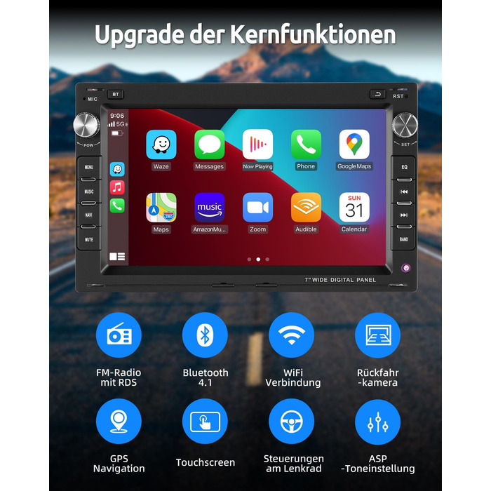 Автомобільне радіо ESSGOO Wireless Carplay та Android 264G Android 14 для VW VW Polo MK3/4 9N Golf 4 Passat B5 T5 Seat Skoda, 7-дюймовий сенсорний екран з Bluetooth FM RDS GPS WiFi