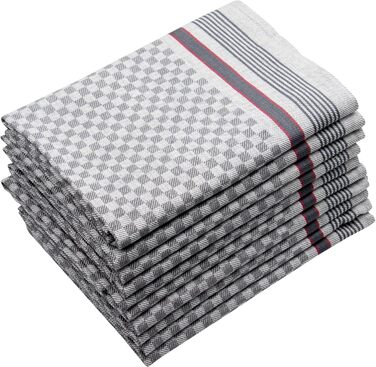 Набір з 10 чайних рушників, 50x100 см, бавовна, сірий в клітинку 50 x 100 см антрацит