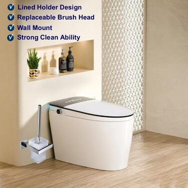 Туалетна щітка і тримач Настінний щіткотримач, хром, туалетний набір Набір туалетних щіток з нержавіючої сталі 304 і матового скла для ванної кімнати