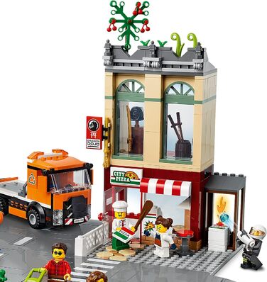Конструктор LEGO 60292 City Town Center із іграшковим мотоциклом, велосипедом, вантажівкою, дорожніми плитами та 8 мініфігурками