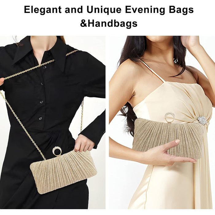 Клатчі для жінок Маленький блискучий клатч зі знімним ланцюжком для весіль, нареченої, випускних вечорів, коктейльних вечірок, жіноча сумочка із золотими акцентами
