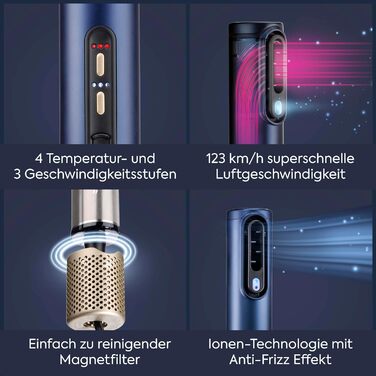 Мультистайлер BaByliss Air Wand фен, випрямляч та стайлер 3-в-1, синій гладкість та об'єм (для всіх типів волосся)