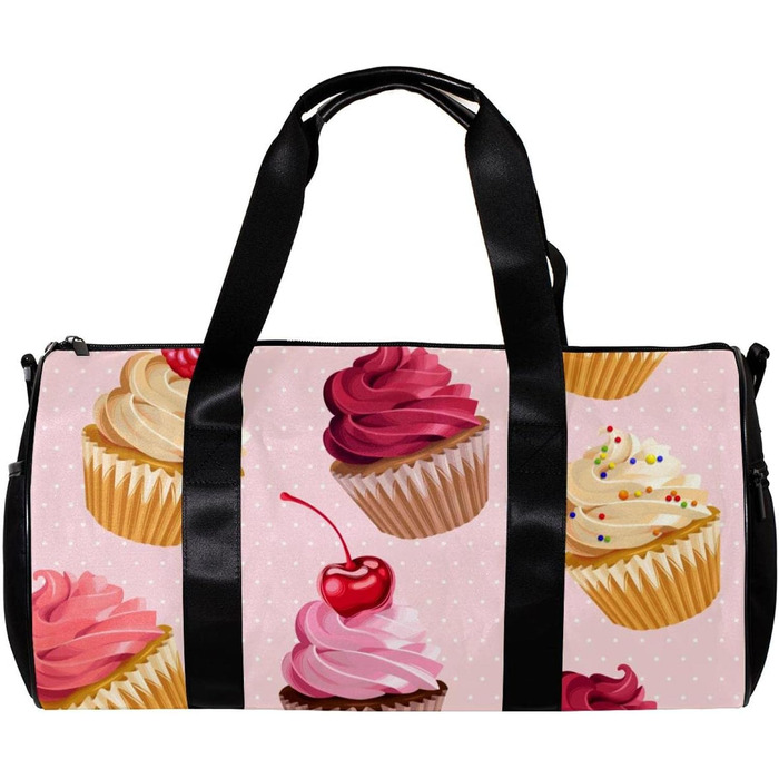 Спортивна сумка, маленька дорожня сумка, сумка для шопінгу та йоги, рожева з принтом Фрукти-Кекси, сумка для фітнесу на відкритому повітрі, сумка-шопер