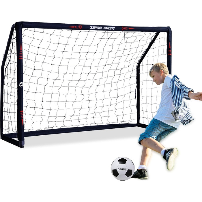 Футбольні ворота ZERRO для вулиці 180/240/300 для дорослих та дітей для гри та тренувань у саду 180 чорного кольору з цільовою стінкою та футбольним м&39ячем