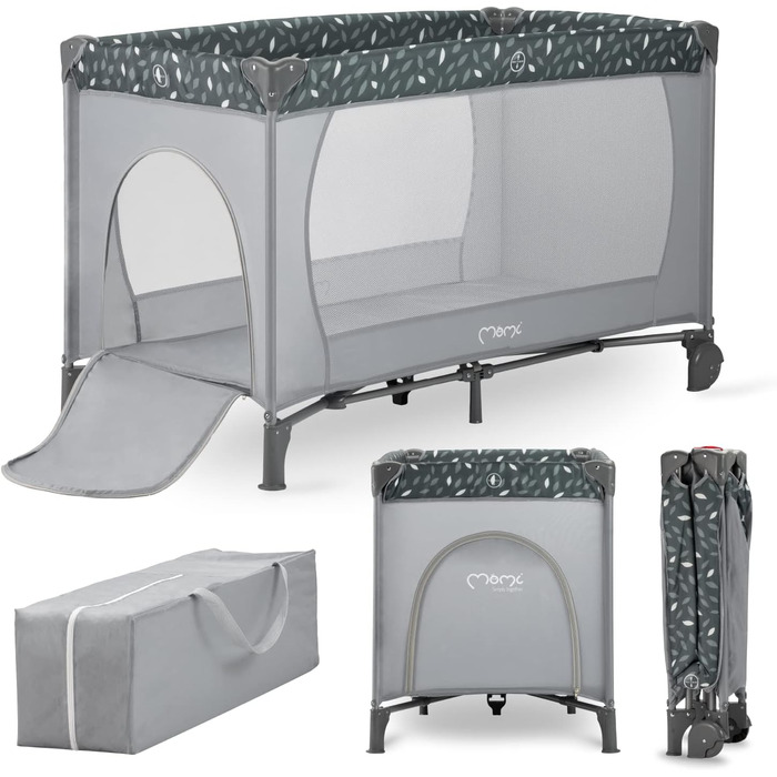 Дитяче ліжечко Momi BELOVE для дітей вагою до 15 кг, Ш65 x Д125 x В78 см (складається 21 x 23 x 80 см), дитяче ліжечко з матрацом, 2 колеса, сумка для транспортування сірого кольору