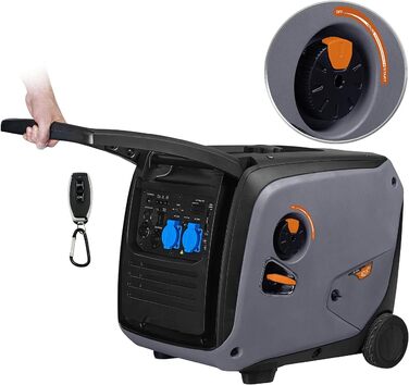 Генератор струму revolt Бензиновий інверторний генератор, 4000 Вт, 2 x 230 В, 1 x 12 В, 2 x USB, 12 л (Інверторний генератор струму, бензин, живлення)