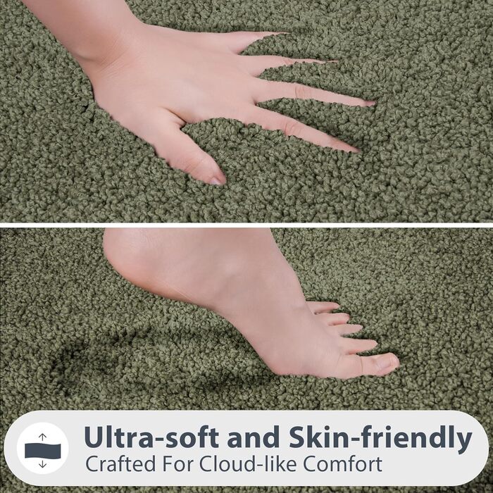 Килимок для ванної кімнати 50 x 76 см, нековзний килимок для ванни, килимок для ванни, що прається, килимок для душу, ванни та підлоги, шавлійно-зелений 50 x 76 см