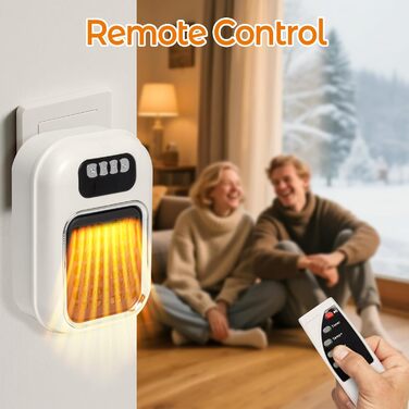 Керамічний настінний обігрівач потужністю 600 Вт з пультом дистанційного керування, керамічним нагрівальним елементом PTC, таймером 1-12 годин та світлодіодним дисплеєм, регульованим термостатом для спальні, офісу, кухні, білий
