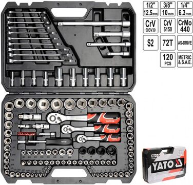 Набір торцевих головок 1/4', 3/8 та 1/2120 шт., 38801
