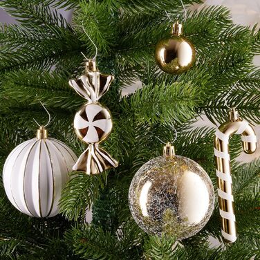 Набір різдвяних кульок 33 предметів золотисто-білі BRUBAKER