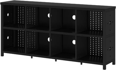 Книжкова полиця LVB з 8 відділеннями, 2-ярусна книжкова шафа, кубічна полиця, полиця-перегородка для кімнати, офісна полиця, горизонтальна, для вітальні, офісу, кабінету, дитячої кімнати, дерев&39яна, чорна, 34Г x 160Ш x 76В