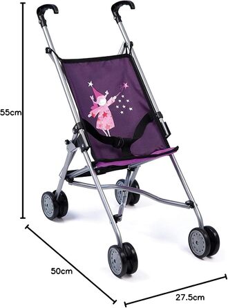 Коляска для ляльок, складна, з подвійними колесами, фіолетова, 50 x 27,5 x 55 см, 30112AA -