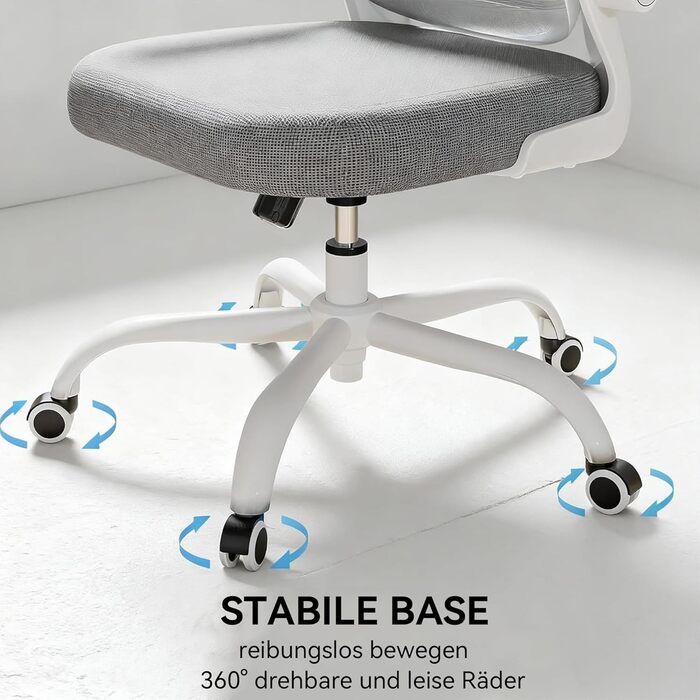 Ергономічне офісне крісло Gotland з сітки з 3D-підлокітниками та поперековою опорою, регульоване по висоті крісло для домашнього офісу та офісу, сірий колір