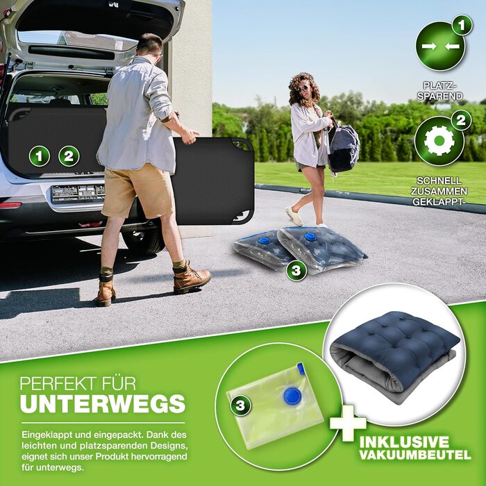 Складане кемпінгове ліжко з подушкою для шиї та бічною кишенею, до 280 кг Кемпінговий шезлонг/шезлонг з подушкою Похідне ліжко для використання на вулиці та в приміщенні Складане ліжко/гостьове ліжко, складне, для саду, кемпінгу, фестивалів, подорожей, 19