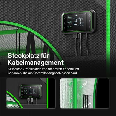 Розумна система наметів для вирощування VIVOSUN GIY 90 x 90 см, комплект наметів для вирощування з інтегрованим Wi-Fi, автоматичною вентиляцією та циркуляцією, світлодіодним освітленням повного спектру 200 Вт і контролером GrowHub E42A