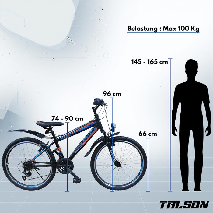 Гірський велосипед Talson 26 дюймів з передньою підвіскою та ліхтарями, 21-швидкісна Shimano Faster BBO