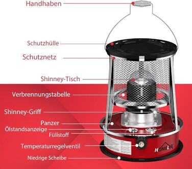 Портативний нафтовий обігрівач HOMELUX для використання в приміщенні, 4,5 л та 8900 BTU/год (DMY-229)