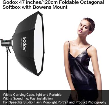 Дюймів восьмикутний відтінок Bowens Softbox Портативні софтбокси Рефлектор Спалах Спалах Speedlite LED Відео Студія Спалах Портрет (SB-UE120CM), 120