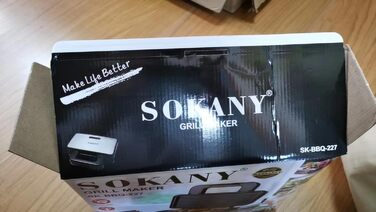 Контактний гриль SOKANY SK-227 1000 Вт, антипригарне покриття, прохолодна сенсорна ручка, автоматичний контроль температури, світлові індикатори, тостер для сендвічів, панінімейкер, електричний гриль
