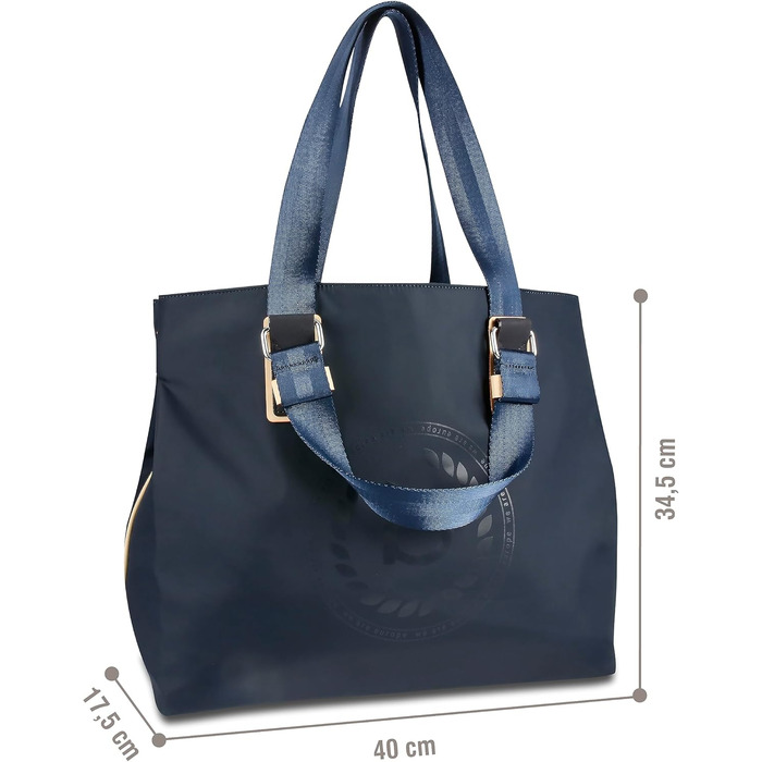 Жіноча сумка для шопінгу нейлонова з кишенею RFID, 39 x 17 x 34 см, синя