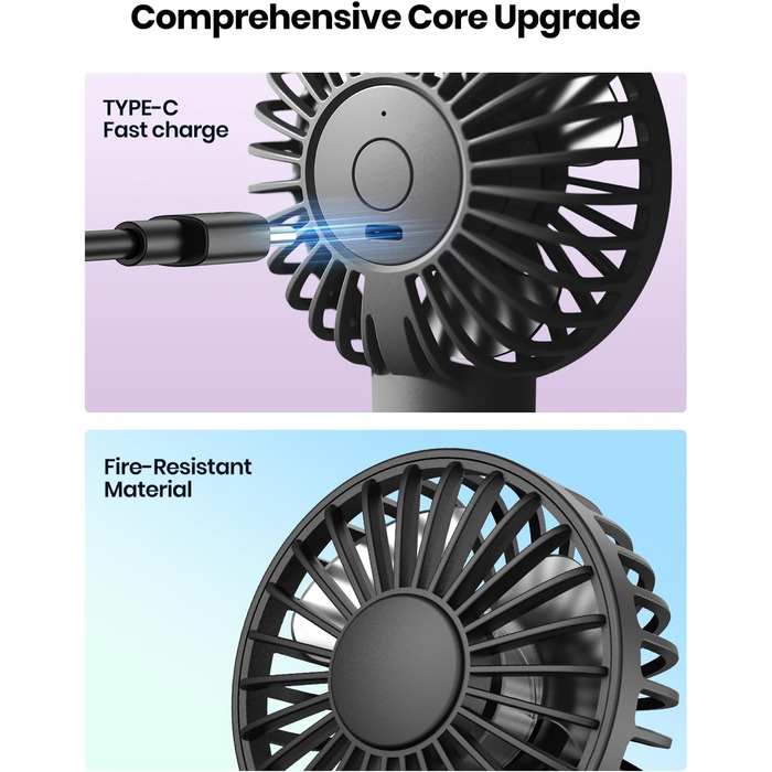 Портативний портативний вентилятор TOPK, акумуляторна батарея, розпилювач води, невеликий персональний ручний вентилятор для подорожей, домашнього офісу, кемпінгу на відкритому повітрі