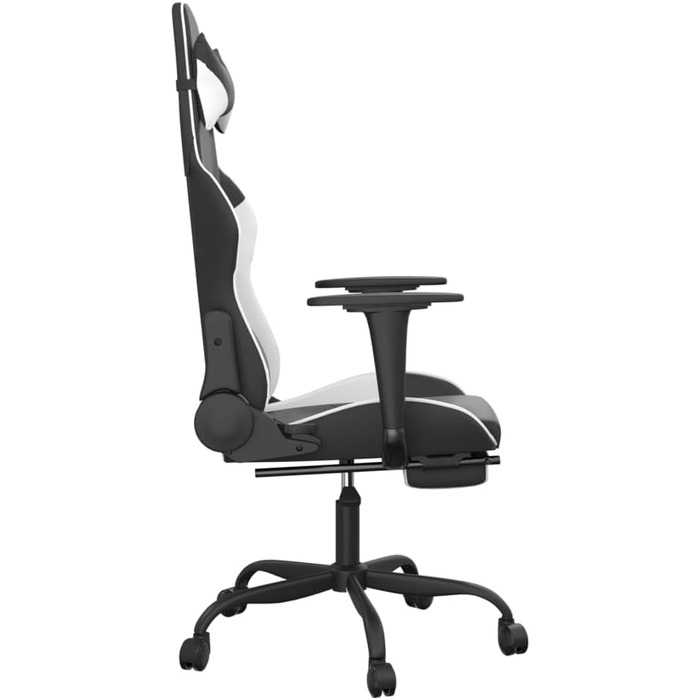 Геймерське крісло з підставкою для ніг, чорно-біле, штучна шкіра, ергономічне, регульоване, висока спинка, комп&39ютерне крісло для геймерів
