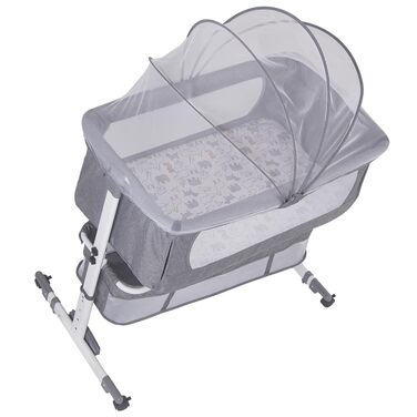 Дитяче ліжечко 2 в 1 Homewell, ліжечко і колиска, ліжечко на колесах, москітна сітка, сумка для зберігання і матрац, регульована п