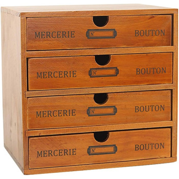 Настільна шухляда дерев'яна 4-х ярусна коробка для зберігання з висувними ящиками Вінтажна скринька для ювелірних виробів Дерев'ян