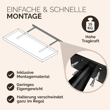 Настінна полиця Casaria, дерево, темний дуб, полиця з кронштейном, вантажопідйомність 15 кг, підвісна полиця, кухня, вітальня, коридор, плаваюча настінна полиця, книжкова полиця, плаваюча полиця, 90 см, 1 темний дуб