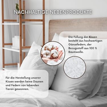 Комплект із 2 пір&39яних подушок MSS eK Розмір 30 x 60 см Вага наповнювача 500 грамів кожна 100 бавовна Не вищипується живими тваринами Наповнювач подушки Сертифіковано NOMITE - без кліщів Протестовано на наявність шкідливих речовин