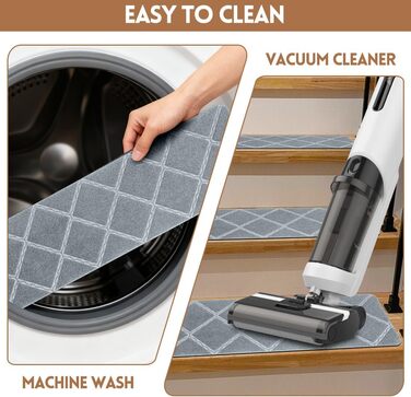 Килимки для сходів, 15 шт. , самоклеючі, для внутрішнього використання, 55 см x 19 см, протиковзкі, можна різати, для захисту домашніх тварин, людей похилого віку та дітей (світло-сірі)